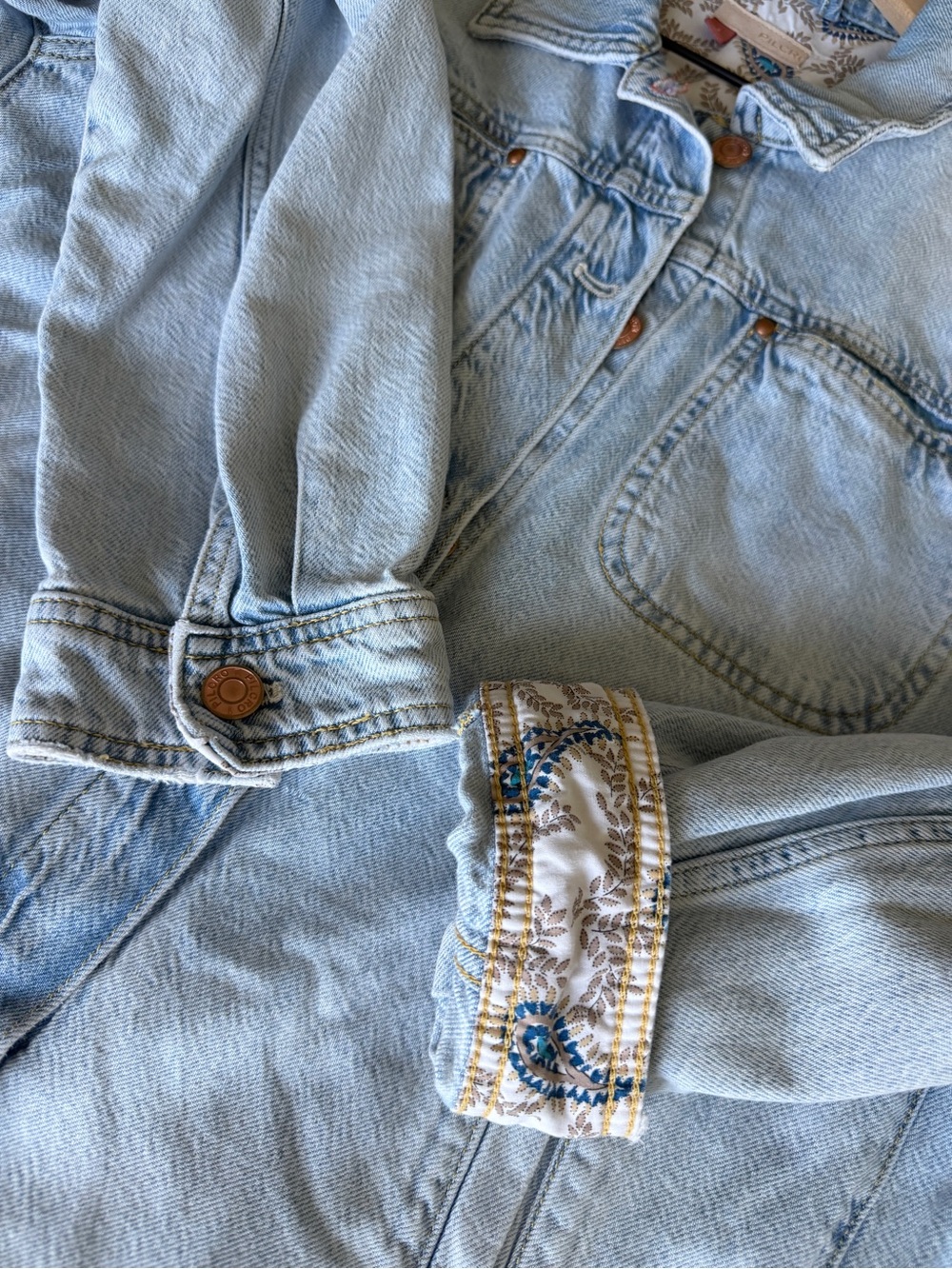 Anthropologie Pilcro Drapey Denim Shirt Jacket Small Light Wash Oversized - Picture 9 of 16